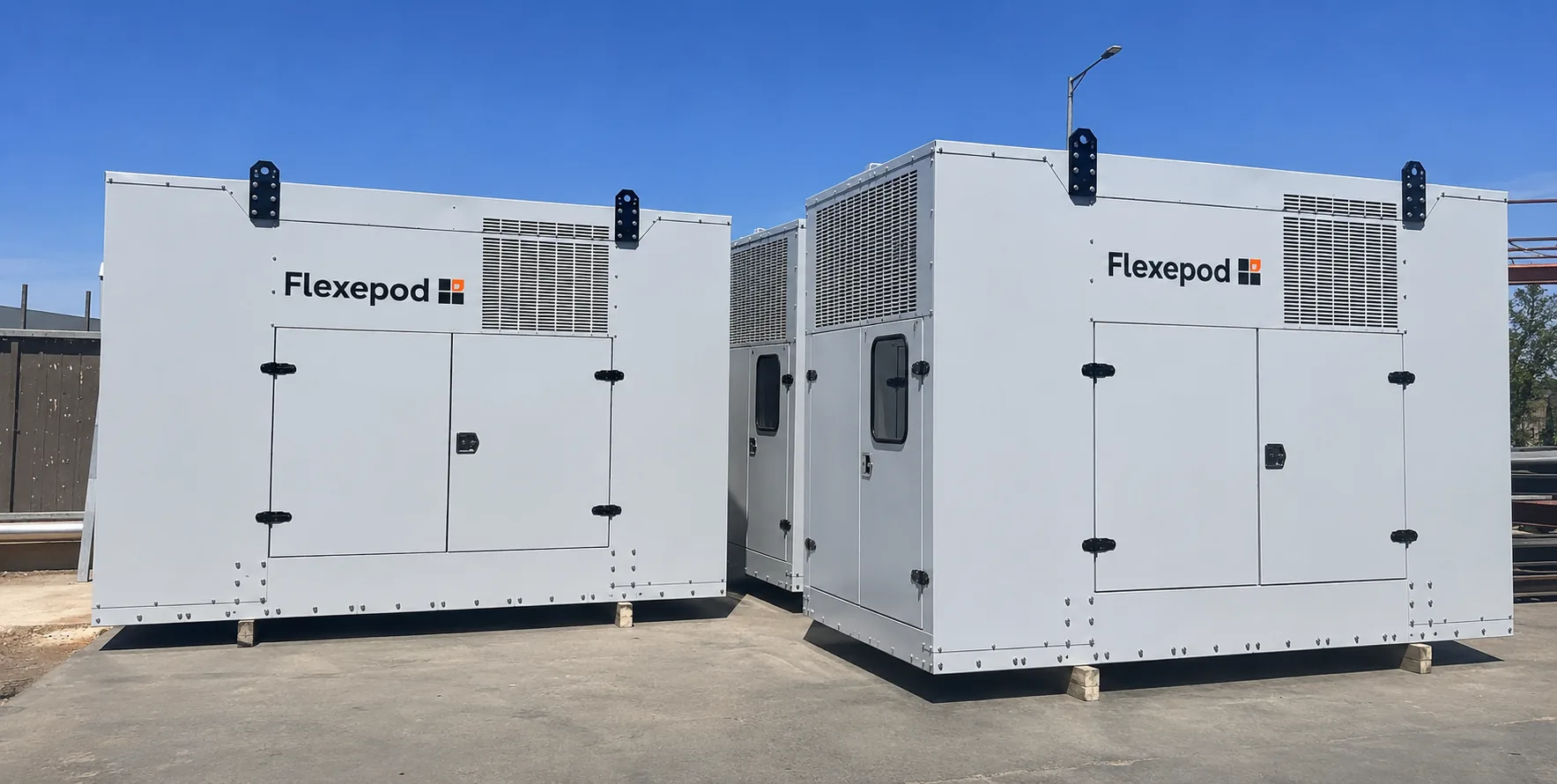 Standard and tall FlexEpod variants — factory-finished, ready for transport.