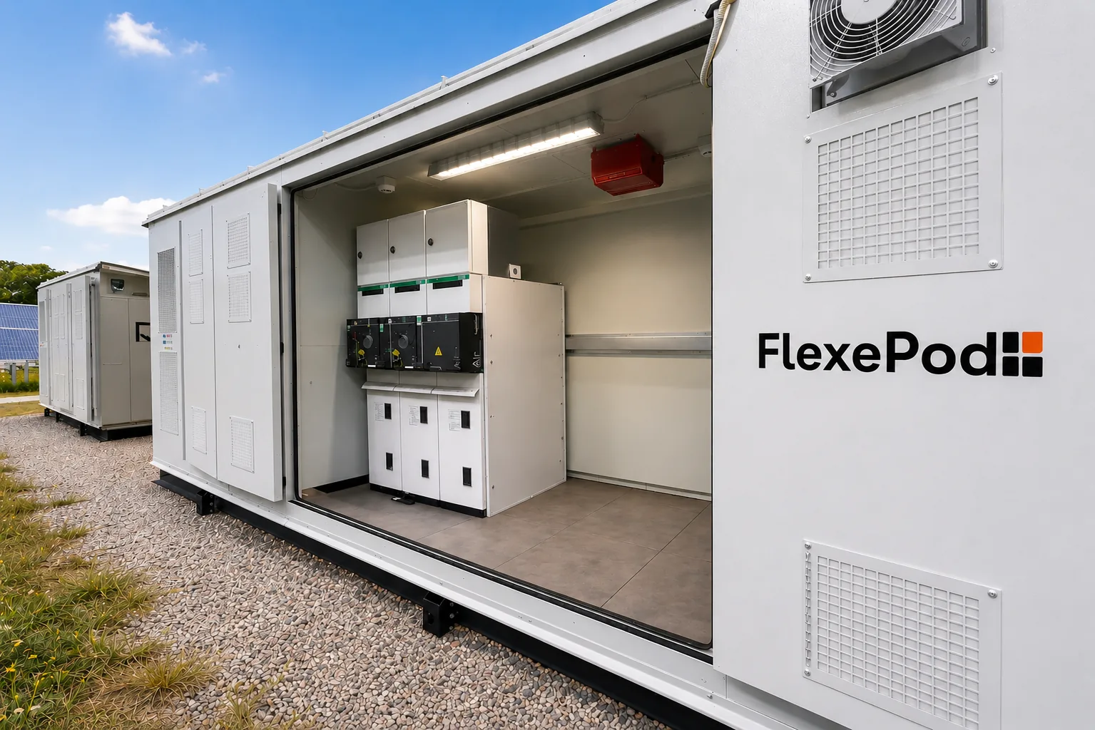 FlexEpod interior — engineered for safe equipment housing and service access.